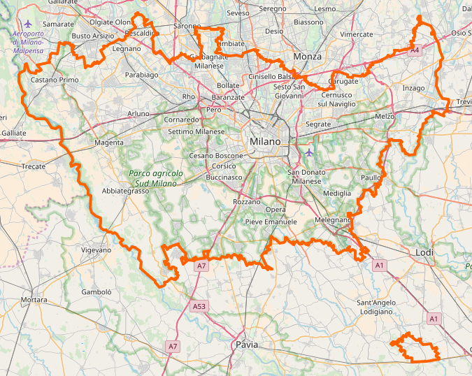 mappa della provincia di Milano